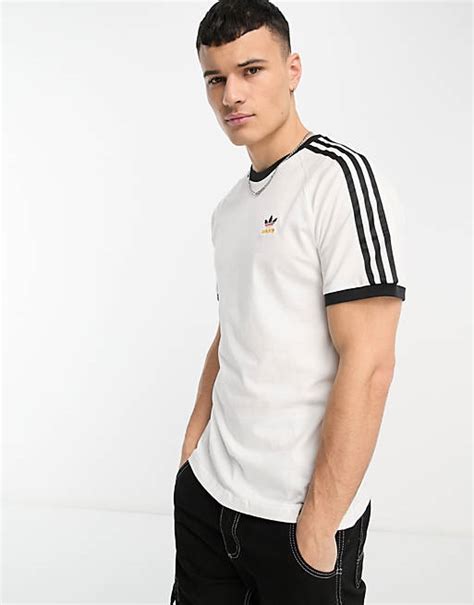 adidas originals poly-strickshirt in weiß mit drei streifen|adidas Originals 3 STRIPES .